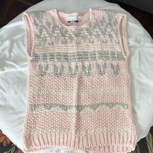 Stylish Pink and Gray Knitted Sweater Vest